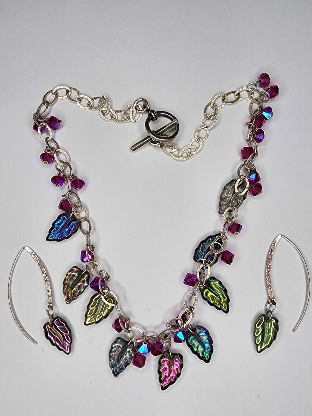 Sterling Silver Fashion Toggle Necklace Earring Set